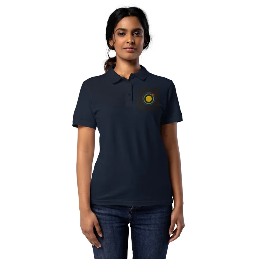 Women’s cut golf polo with the society crest on the chest